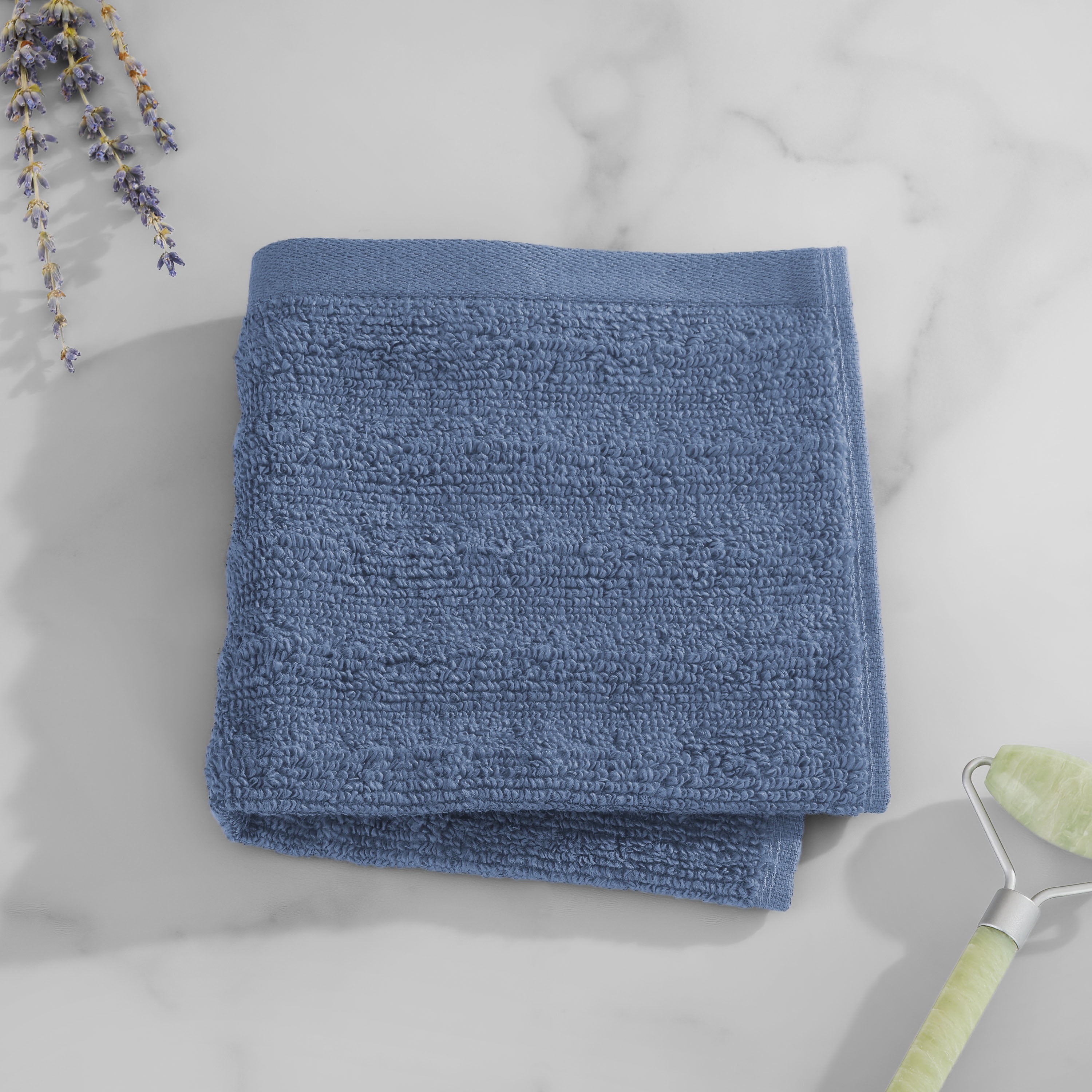 Mainstays Performance Cotton 6-Piece Bath Towel Set, Super Soft Quick Dry Fade Resistant, Textured Navy