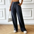 thumbnail image 2 of VBARHMQRT Female Womens Black Slacks Women's Loose Fitting Casual Solid Color Wide Leg Daily Straight Leg with Lace up Pants Black Joggers for Women Straight Leg Trousers for Women Plus Size, 2 of 9