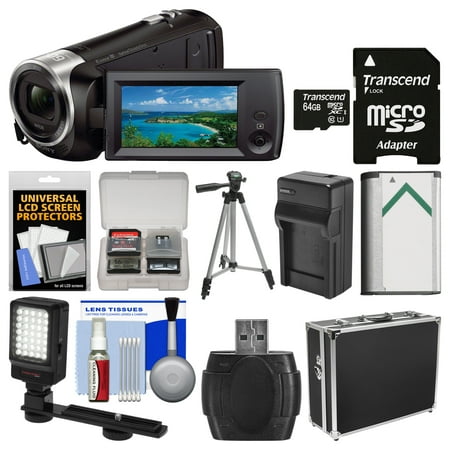 Sony Handycam HDR-CX405 1080p HD Video Camera Camcorder with 64GB Card + Hard Case + LED Light + Battery & Charger + Tripod +