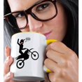 thumbnail image 2 of 3dRose, A stickman image on a dirt bike, riding a wheelie and getting air dude, 15oz Two-Tone Yellow Mug, 2 of 7