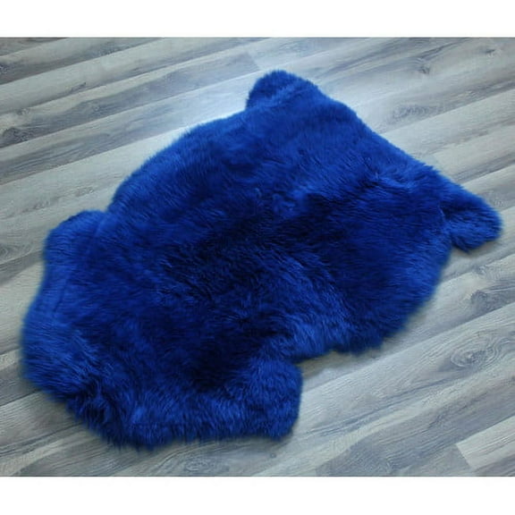 Super Area Rugs, Genuine Australian Sheepskin Blue Fur Rug, Single Pelt, 2ft. X 3ft.