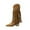 Brown, variant on Fringe Cowboy Boots for Women Wide Mid Calf Western Boots with Rivets Cowgirl Pull-On Pointy Toe Elegant Rave Fashion Trendy Cute Kawaii Goth Comfy Casual Walking