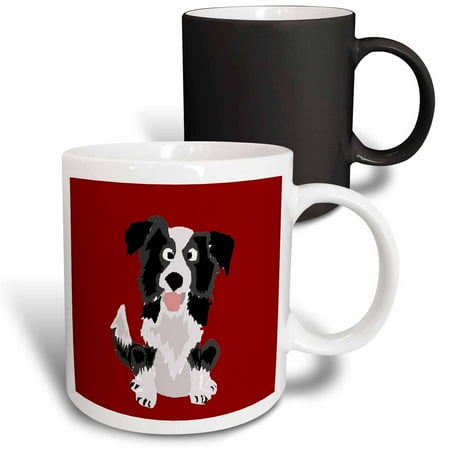 

3dRose Funny Border Collie Puppy Dog Art Magic Transforming Mug 11oz