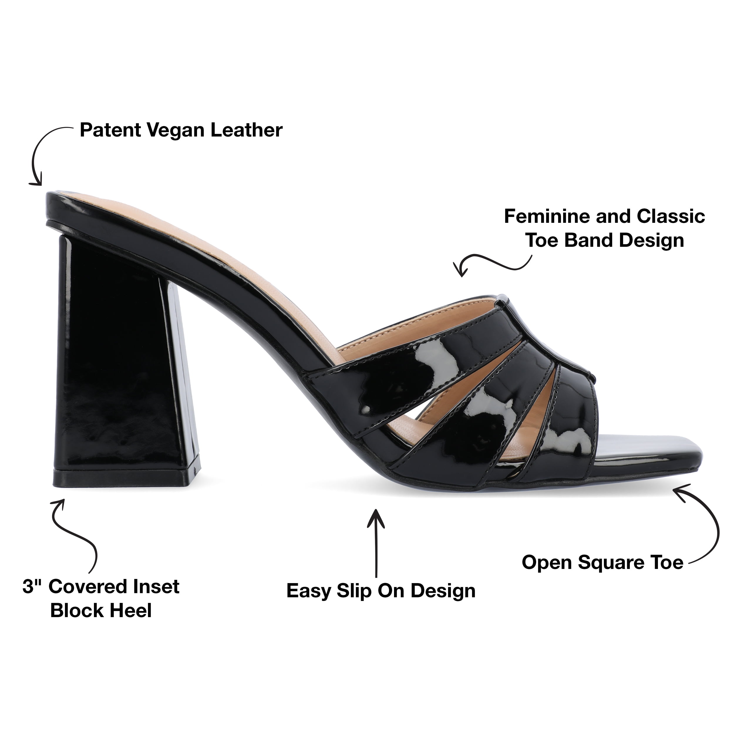 Journee Collection Womens Ellington Inset Covered Block Heel Slip On Sandals