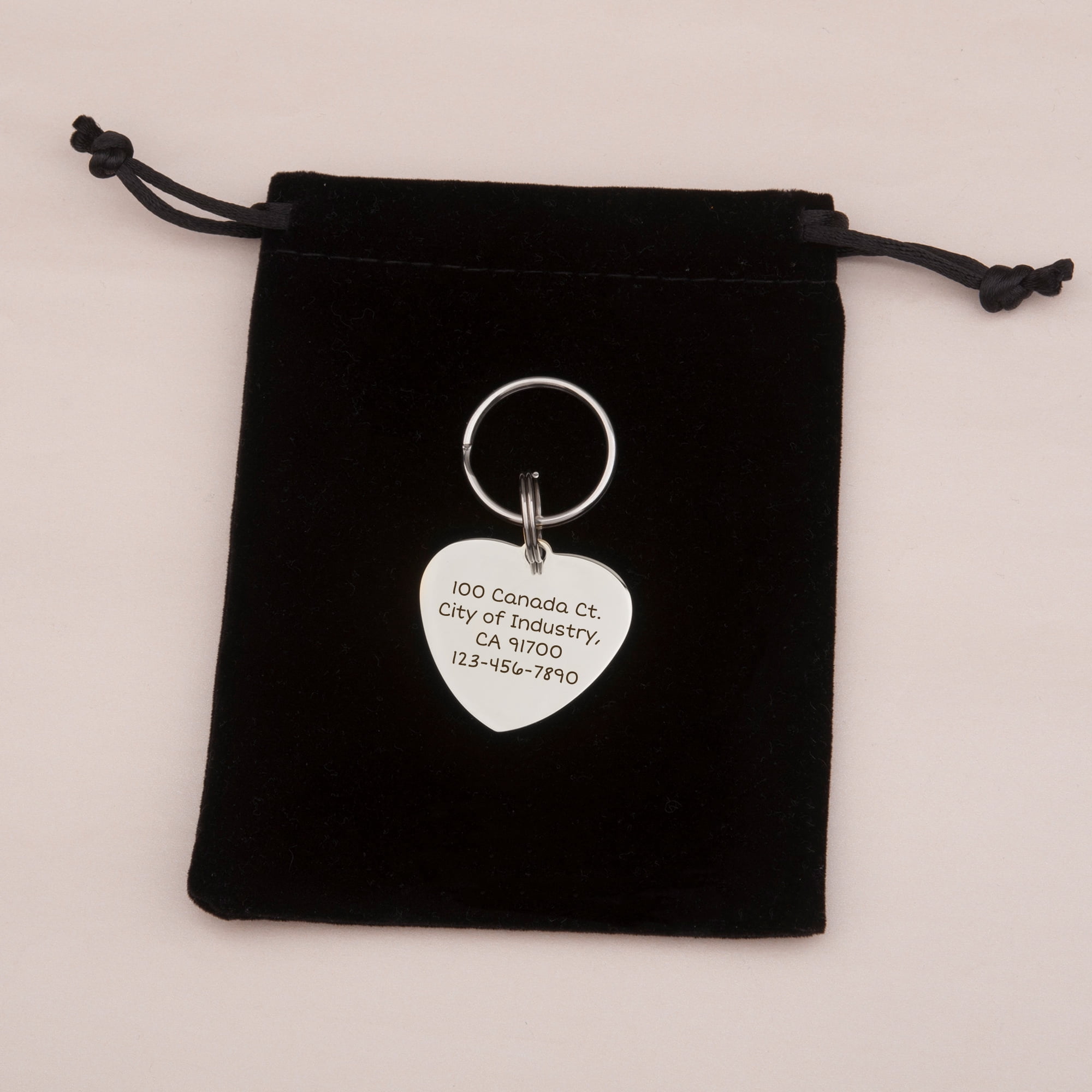 Anavia Stainless Steel Metal Heart Name - Icon Birthday Holiday Christmas Engraved Dog ID Tag, Silver
