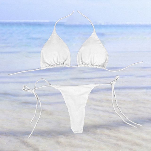 Traje de baño de dos piezas para mujer de verano Traje de baño de dos piezas con cuello halter sexy Traje de baño de spandex JShteea El nuevo