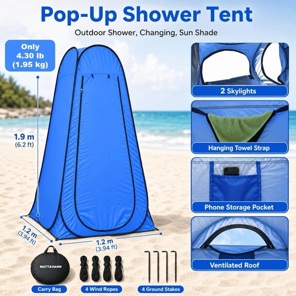 Multi‑Functional Instant‑Setup Shower Tent, Outdoor Privacy Tent for Showering, Changing & Toilet Use, Ideal for Fishing, Bird‑Watching, Photography and Camping