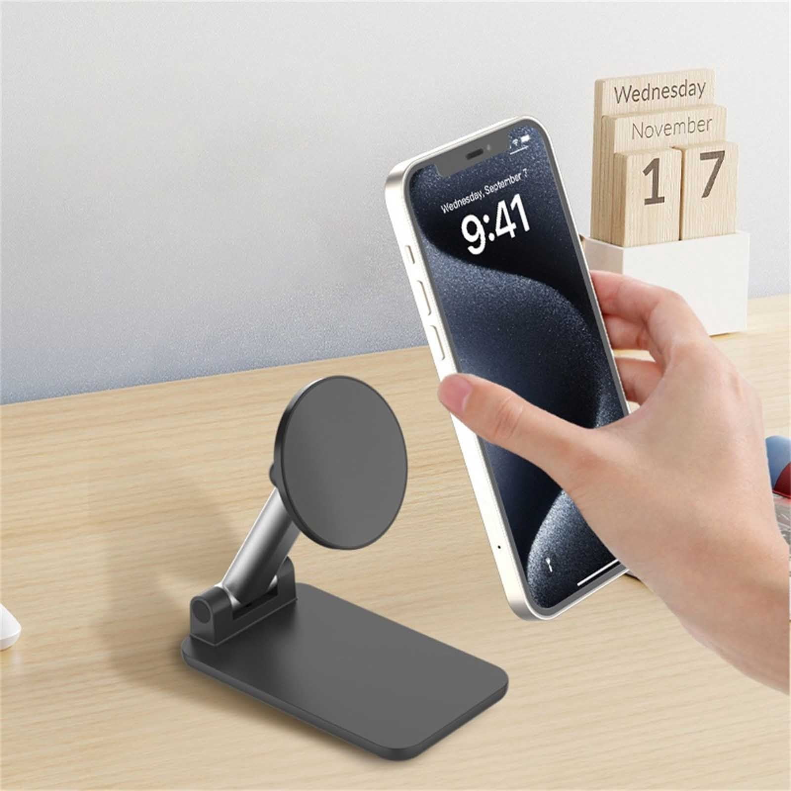 Adjustable Phone Stand, Foldable Desk Phone Holder with 360° Rotation, Stable & Portable Cell Phone Stand for Watching Videos, Typing, and Video Calls
