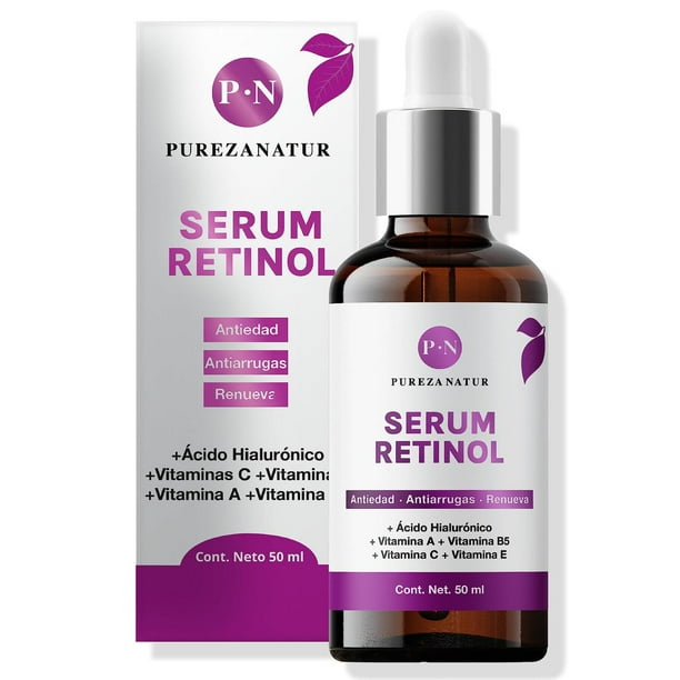 Suero Facial Hidratante Pureza Natur Retinol Vitaminas Acido Hialurónico Reductor de Líneas para Muj