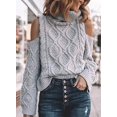 thumbnail image 3 of Womens Cold Shoulder Oversized Turtleneck Sweaters Long Sleeve Chunky Solid Color Knitted Pullover Outwear Coat, 3 of 6