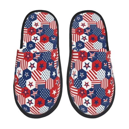 

Pofeuu American Stars2 Print EVA Fuzzy House super light Slippers Slippers Scuff Outdoor Indoor Warm Cozy Plush Bedroom Shoes Soft Flat Comfy Anti-Slip-Medium