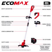 Ecomax EMA2003-002A 20V Cordless Pivoting-Head String Trimmer & Edger – Includes 2.0Ah Battery & Charger