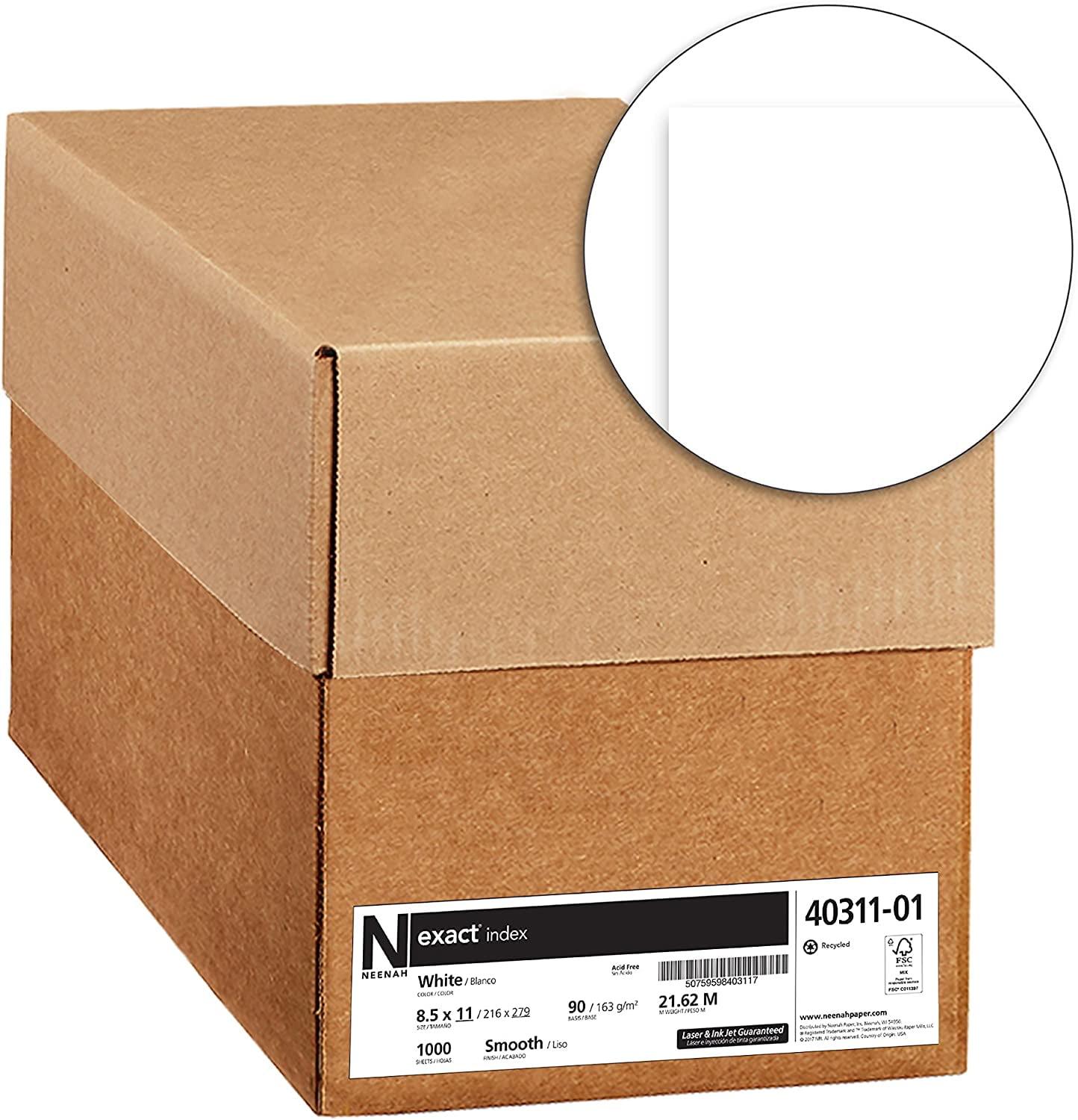 Neenah Exact Index Cardstock VRqSh, 250 Sheets, 3Pack (8.5 x 11/90 lb)
