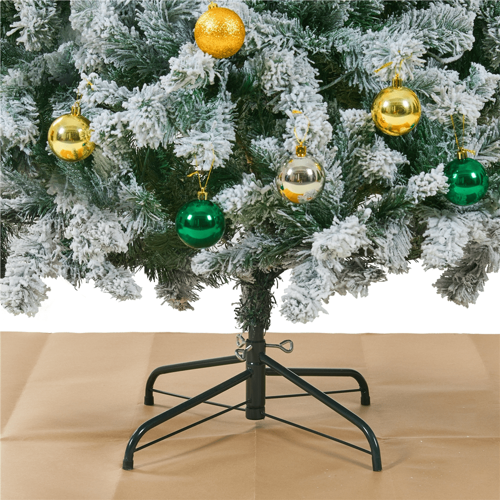 Alden Design 6ft Pre-lit Flocked Artificial Christmas Tree with 250 LED Lights for Holiday Decorative, White