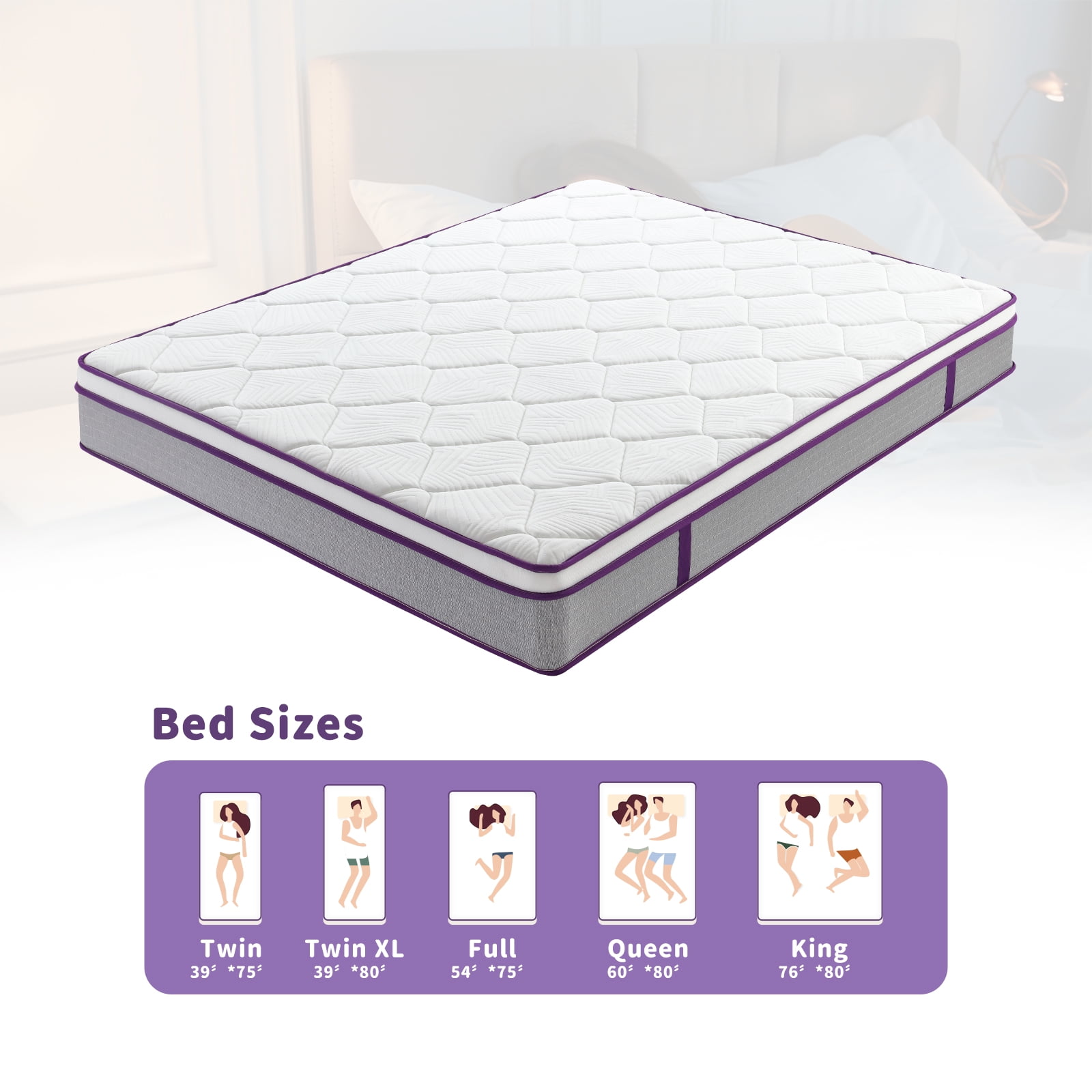 BMMB 12 Inch Queen Size Bedroom Mattress Combination Of Heavy Duty Pocket Coils Spring And Memory Foam Mattress Fully Supportive Great Balance