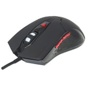 Manhattan Wired Optical Gaming USB-A Mouse with LEDs, Six Button, Scroll Wheel, 800-2400 dpi, Black with Red Buttons