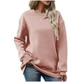 thumbnail image 2 of Ftwytp Womens Sweatshirt Crewneck Long Sleeve Trendy Casual Shirts Basic Solid Color Loose Tunic Tops, 2 of 4