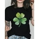 thumbnail image 1 of Camiseta de cuello redondo con estampado de trébol, informal, de manga corta para primavera y verano, ideal para adultos, hombres, mujeres, adolescentes, jóvenes y para el tiempo libre., 1 of 6