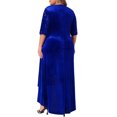 thumbnail image 4 of DARING DIVA Plus Size Velvet V Neck Sequin Sleeve High Low Hem Dress 2X Royal blue, 4 of 6