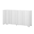 thumbnail image 5 of GZXS 4-Door Accent Sideboard with Pine Veneer, Layered Linear Door Design, Triangular Support Legs, and Spacious Storage, Contemporary Buffet Cabinet, 59.7"L x 15.7"W x 31.7"H (White), 5 of 7
