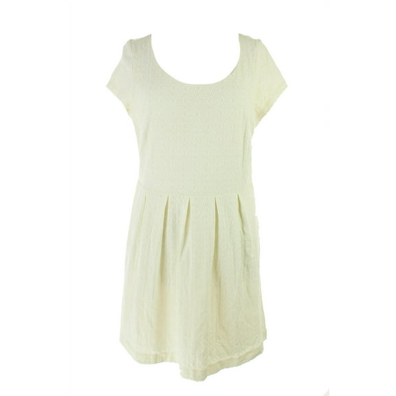 Maison Jules  Ivory Foiled Elbow-Sleeve Flared Dress S