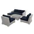 thumbnail image 1 of Lounge Sectional Sofa Chair Table Set, Rattan, Wicker, Light Grey Gray Blue Navy, Modern Contemporary Urban Design, Outdoor Patio Balcony Cafe Bistro Garden Furniture Hotel Hospitality, 1 of 10