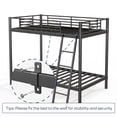 thumbnail image 4 of Twin Over Twin Metal Bunk Bed, Heavy Duty Bunk Bed Frame with Safety Ladder & Guardrail, Space-Saving Sturdy Bed for Juniors Teens Adults, No Box Spring Needed, Black, 4 of 7