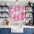 thumbnail image 2 of Curtains 63 Inch Length 2 Panels, Pink Palm Leaf Grommets Window Treatment Curtain, Tropical Vintage Grey Summer Plant Thermal Curtains Drapes for Living Room/Bathroom, 2 of 9