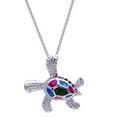 thumbnail image 2 of EQWLJWE 925 Sterling Silver Created Blue Opal Sea Turtle Pendant Necklace 18, Birthstone Health and Longevity Gift Jewelry for Women, 2 of 2