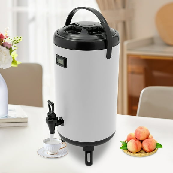 Hot Beverage Dispenser, Stainless Steel Insulated Beverage Dispenser Cold and Hot Drink dispenser with Thermometer–3.17-Gallons 12 Liters Water Dispenser with Spigot