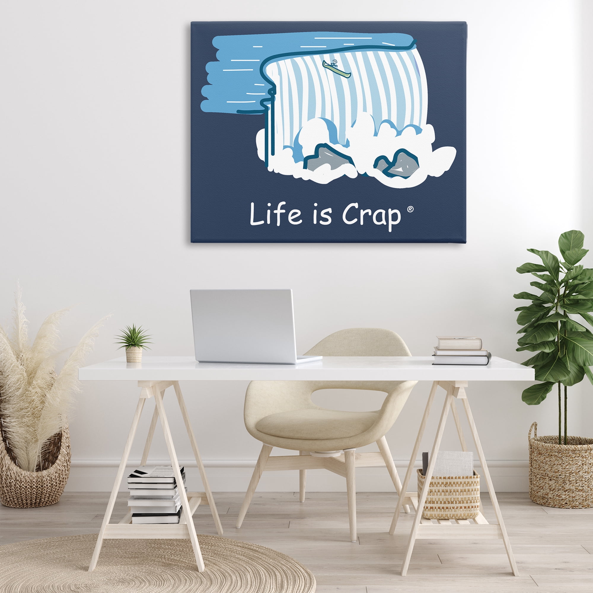Stupell Industries Funny Canoe Falls Novelty & Humor Painting Wrapped Canvas Art Print Wall Art, 48 x 36
