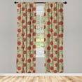 thumbnail image 3 of Rose Curtains 2 Panels Set, Hand Painted Style Flowerbed with Romantic Blossoms in Pastel Colors, Window Drapes for Living Room Bedroom, 56"W X 95"L, Dark Brown Vermilion, by Ambesonne, 3 of 5