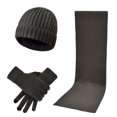 thumbnail image 3 of SHENGXINY Winter Warm Wool Hats Sets for Men and Women Clearance Men and Women Knitted Thick Warmth Woolen Hat Scarf Gloves Three-piece Suit Dark Gray, 3 of 3