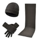 thumbnail image 3 of Juego de tres piezas de lana gruesa de punto, Gorro, bufanda y guantes, Color Gris Oscuro, 3 of 3