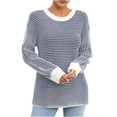 thumbnail image 2 of Aqestyerly Cardigans Tricotés pour Femmes Chandail Col Rond Coloré Manches Longues Rayé Chaud, 2 of 8