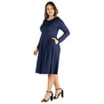 thumbnail image 2 of 24/7 Women's Plus Size Comfort Apparel Long Sleeve Fit and Flare Plus Size Midi Dress, 2 of 4