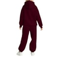 thumbnail image 4 of Huankd Sweatsuits Women 2 Piece Outfit Comfort Fleece Oversized Hoodie Jogger Sweatpants Set Athleisure Matching Sweat Sets Wine 2XL, 4 of 5