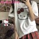 thumbnail image 2 of Camiseta de algodón de manga corta con estampado de Hello Kitty, camiseta transpirable holgada de gran tamaño con elemento de lazo, corazón de Anime de dibujos animados para niña, 2 of 4
