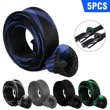 5Pcs Set Fishing Rod Socks EEEKit Fishing Rod Sleeve Rod Covers with Lanyard Braided Mesh Rod Protector Pole Gloves Fishing Tools Accessories for Flat/Pointed End Casting/Spinning Sea Fishing Rod