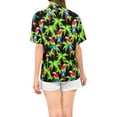 thumbnail image 3 of LA LEELA Hawaiian Shirts Womens Summer Button Down Beach Party Blouses Shirt Collared Blouse Short Sleeve Vacation Button up Tee Shirts for Women L Parrot Palm, Black, 3 of 5