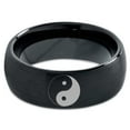 thumbnail image 2 of Tungsten Yin-Yang Band Ring 8mm Men Women Comfort Fit Black Dome Brushed Polished Size 5, 2 of 4