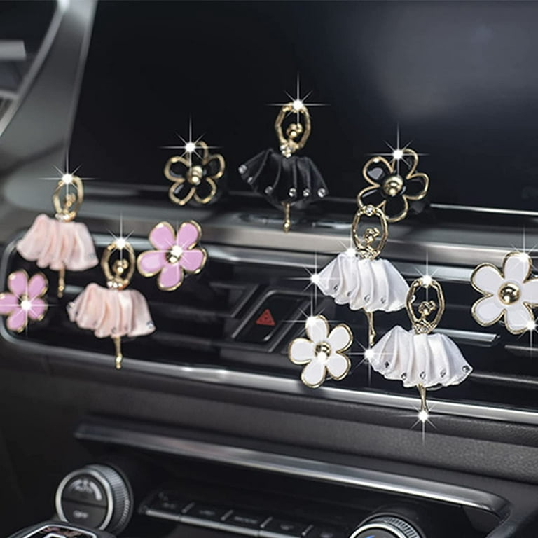 Daisy Flowers Ballet Girls Cute Car Air Fresheners Air Vent Clips Air  Conditioner Outlet Clips Car Accessories Interior Aesthetic Car Decoration  for Women Girls (Pink) 