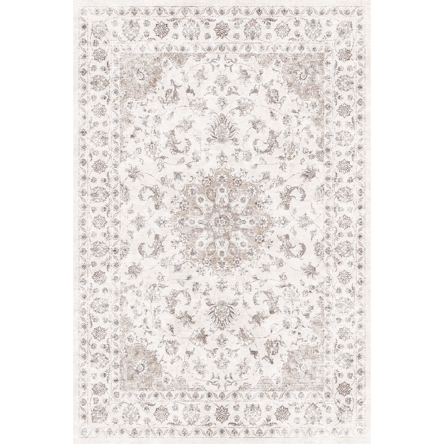 BERTHMEER 3'x5' Small Washable Brown Vintage Area Rugs for Bathroom Bedroom Entryway Kitchen Rugs Non Slip Vintage Traditional Dorm Office Oriental Medallion Rugs Carpets