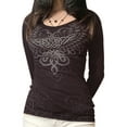 thumbnail image 2 of Qiylii Women Close-fitting T shirt, Printing Long Sleeve O-Collar Pullover Tops, 2 of 5