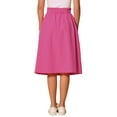 thumbnail image 3 of Falda de algodón para mujer INSPIRE CHIC con cintura elástica, falda midi A-line casual con bolsillos M color rosa intenso, 3 of 6