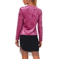 thumbnail image 3 of INSPIRE CHIC T-Shirts en Velours pour Femmes Col Rond Manches Longues Décontracté TP Fuchsia, 3 of 6