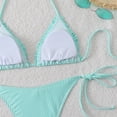 thumbnail image 5 of Glisme Green Bikini Sets For Women Striped Bikini Plunging Triangle Top And Tied Back Bottoms For Swimwear For Swimsuit Party, 5 of 6