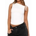 thumbnail image 4 of Women Going Out Summer Tank Tops Basic Cute Sleeveless Crop Top Vacation Fashion Outfit Clothes White XL, 4 of 9