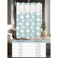 thumbnail image 6 of No Hook Cloth Fabric Shower Curtain with Snap in Liner, Clouds Waterproof Shower Curtains Set with See Through Top Window, Cartoon Blue Sky Minimalist Aesthetic Bath Curtains Shower 72"x96", 6 of 6