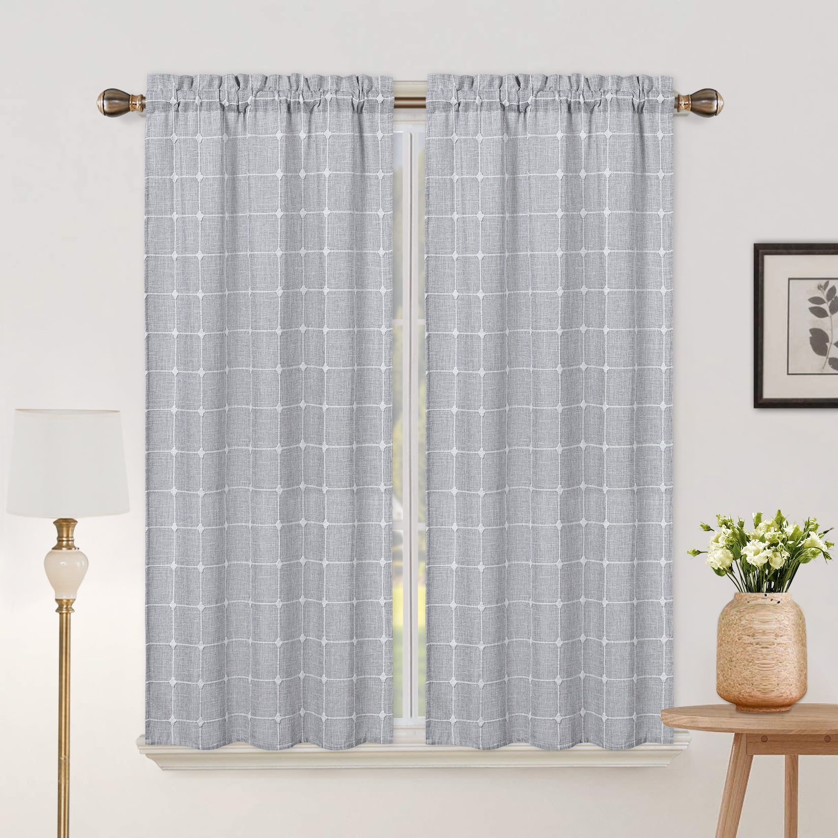 Haperlare Farmhouse Kitchen Curtains 45 inch Length Boho Linen Blackout